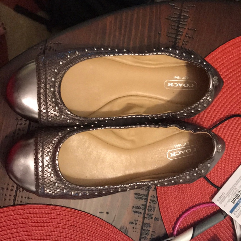 Coach Silver ballet flats size 7